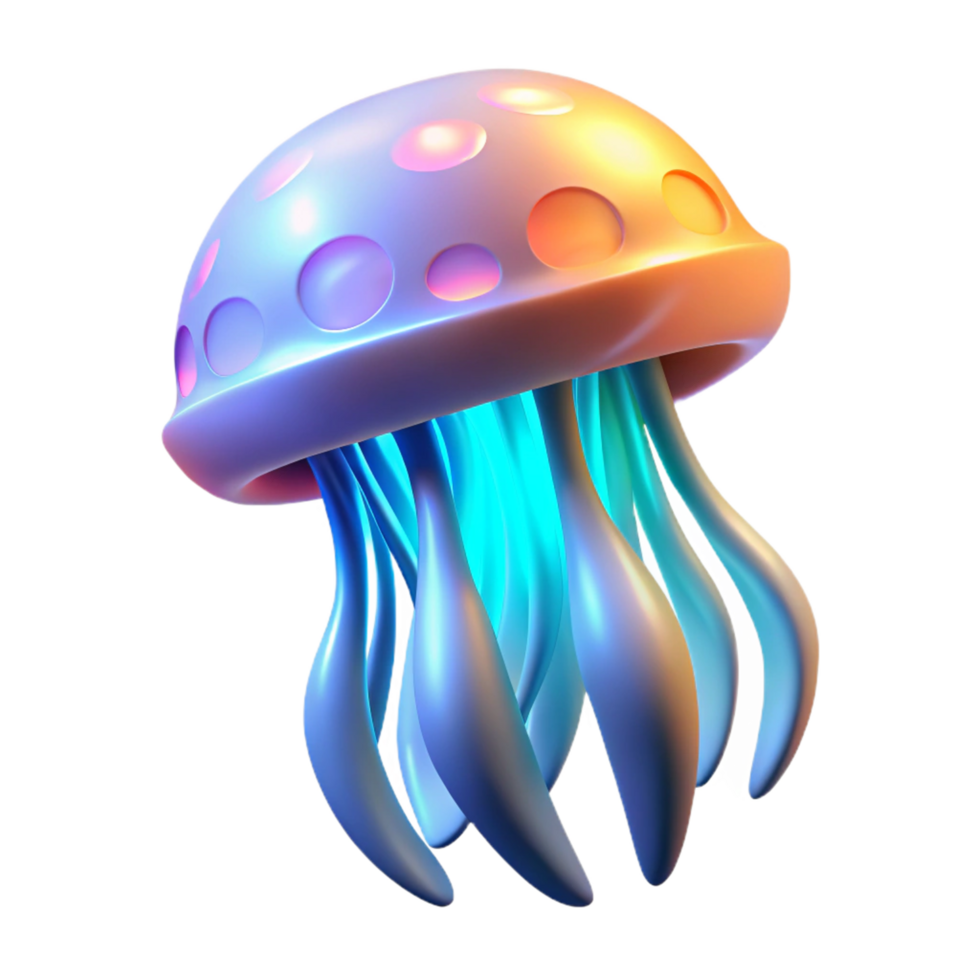 impressive creative Luminous Jellyfish Digital Render of Bio luminescent Aquatic Life high quality png