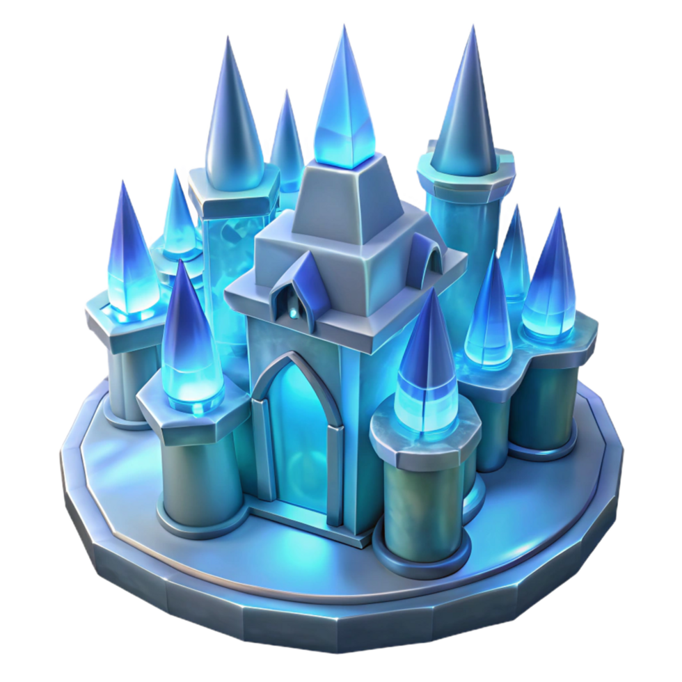 impressive modern Enchanted Ice Castle A Digital Render of a Fantasy Fortress high quality png