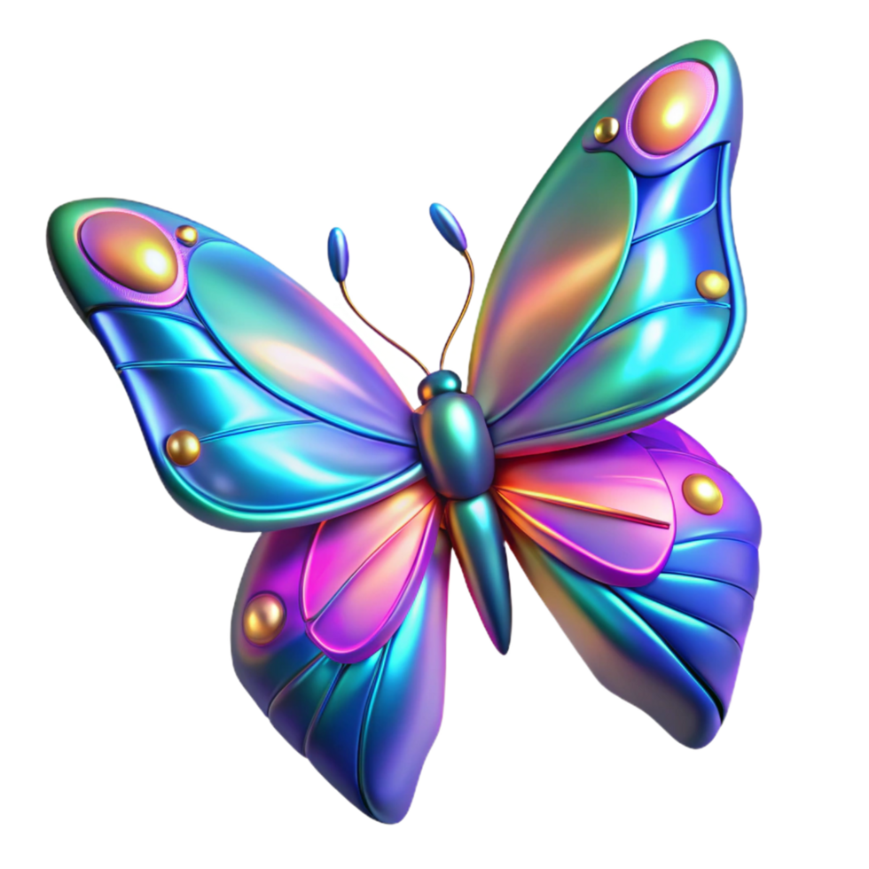 extraordinary artistic Iridescent Butterfly A Digital Render of a Colorful Insect genuine png