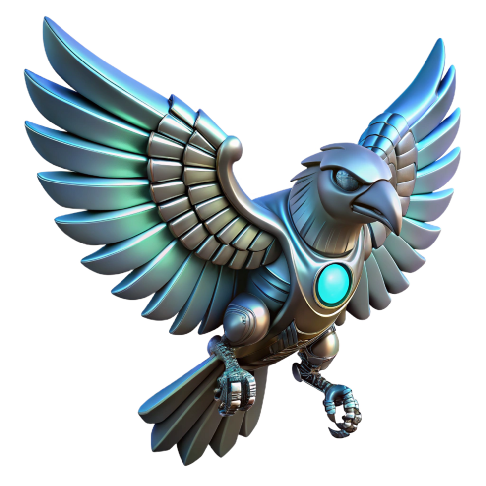stunning abstract Metallic Avian Robot in Flight A Digital Render premium png
