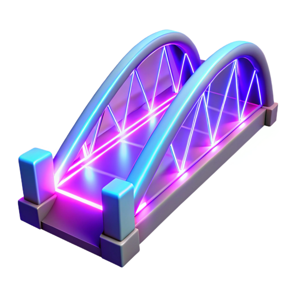 wonderful traditional Neon Arch Bridge Digital Render of Illuminated Structure high quality png