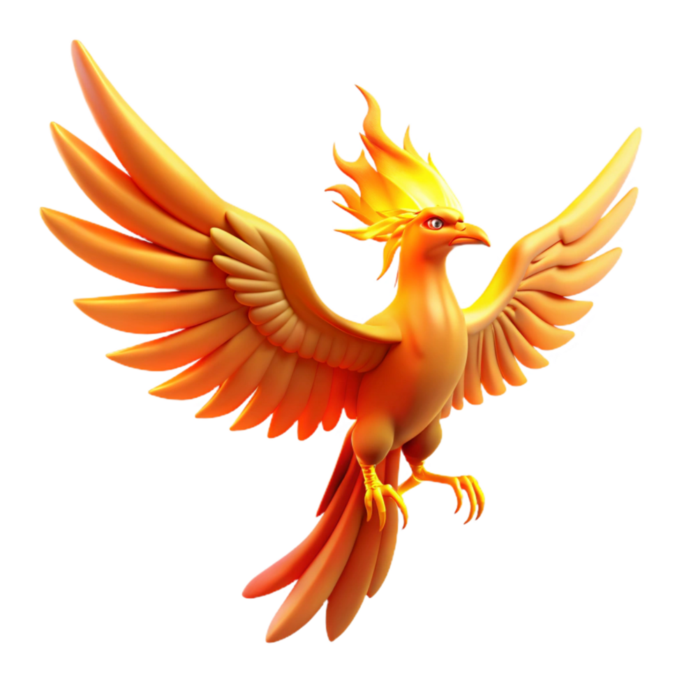 dramatic minimalist Majestic Firebird A Digital Render of a Mythical Creature detailed png