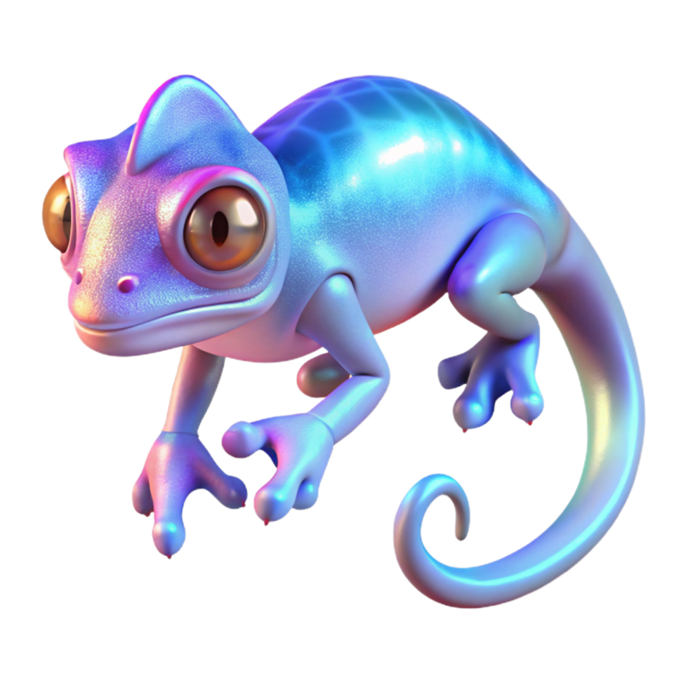 impressive minimalist Iridescent Chameleon Digital Render of a Colorful Reptile high resolution png
