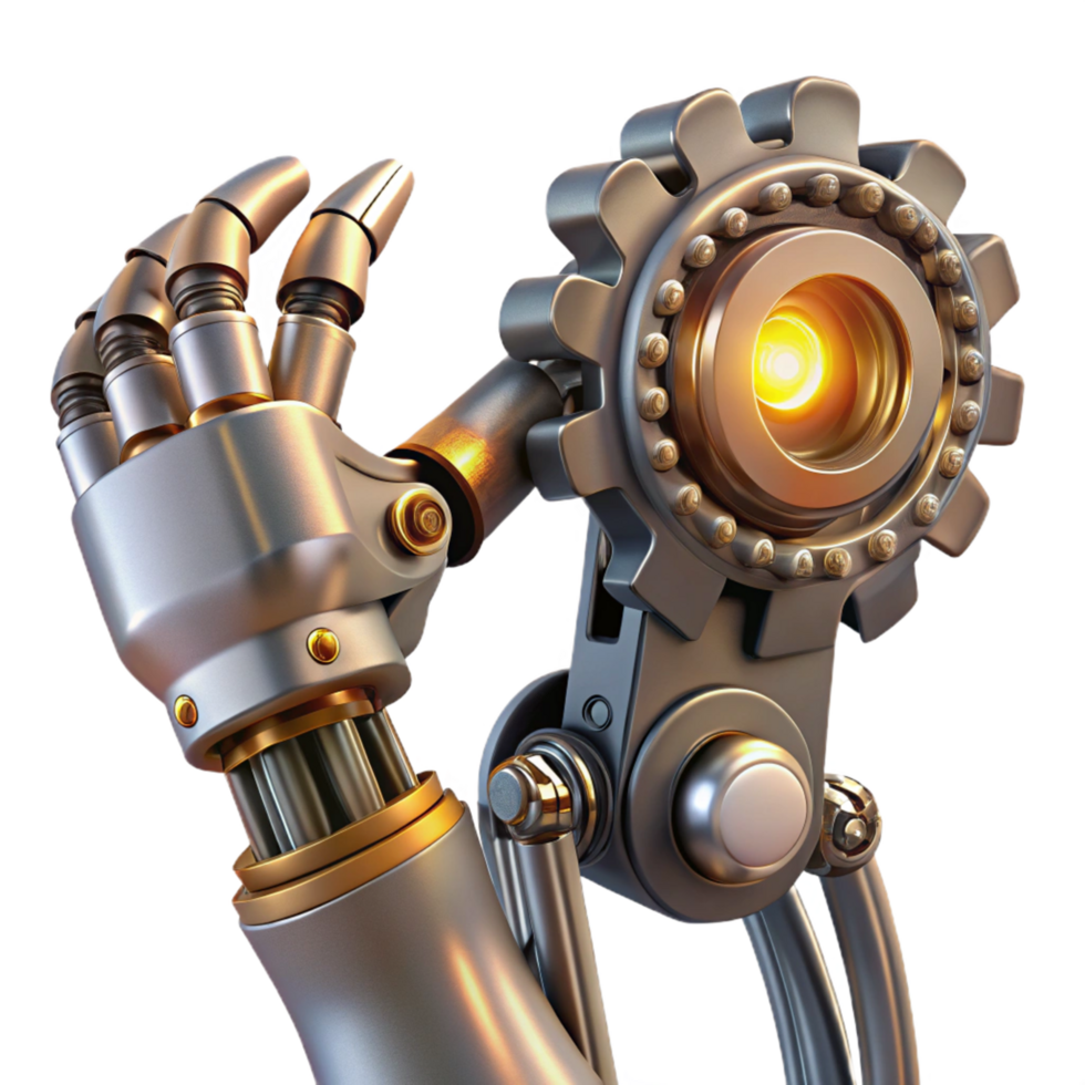 elegant creative Robotic Hand with Gear Mechanism Advanced Technology Concept high quality png