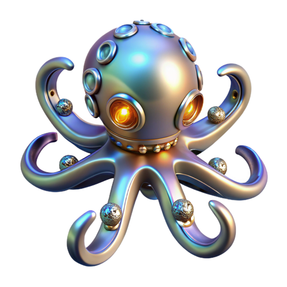 magnificent rustic Cybernetic Octopus Digital Render of a Futuristic Cephalopod premium png