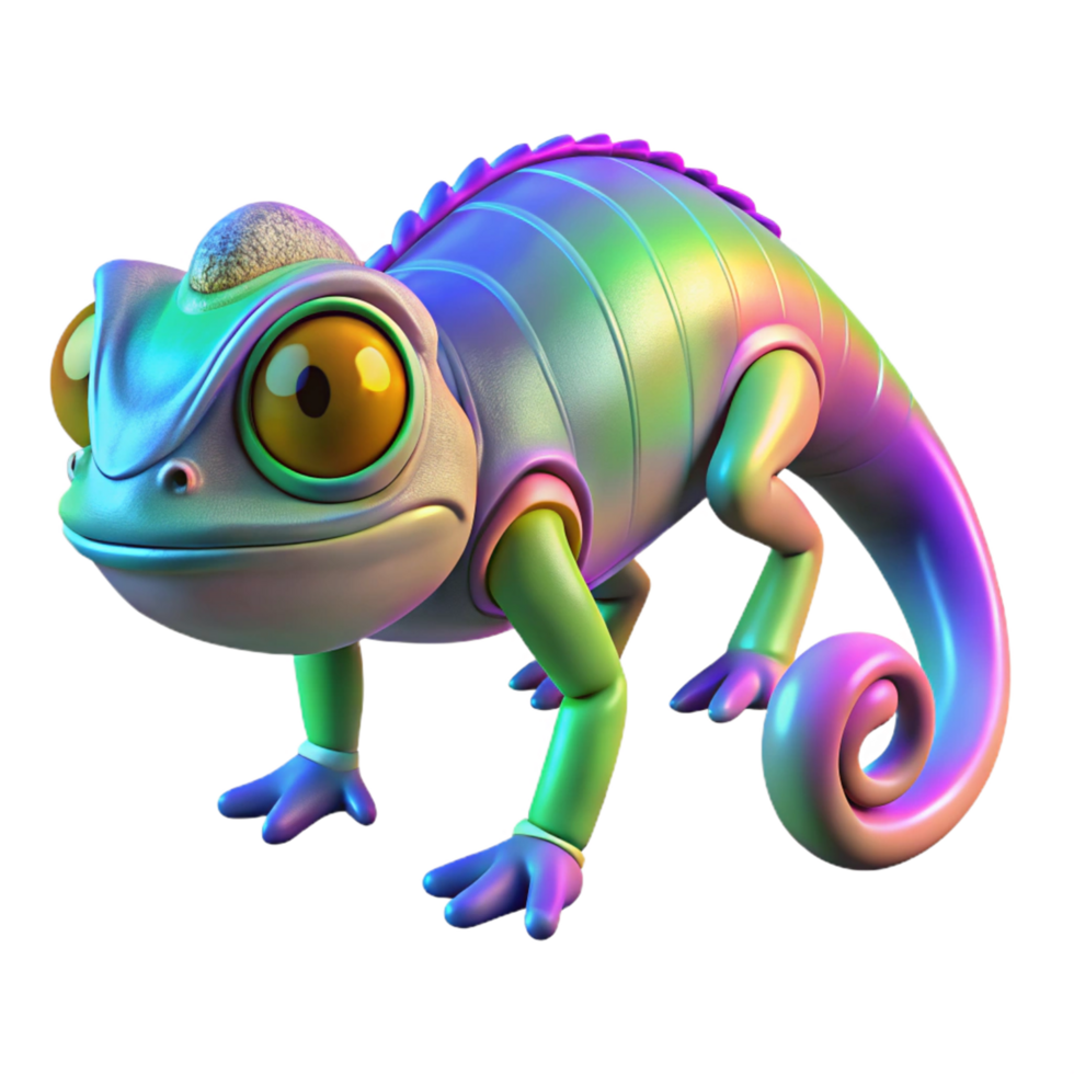 impressive modern Iridescent Chameleon Digital Render of a Colorful Reptile original png