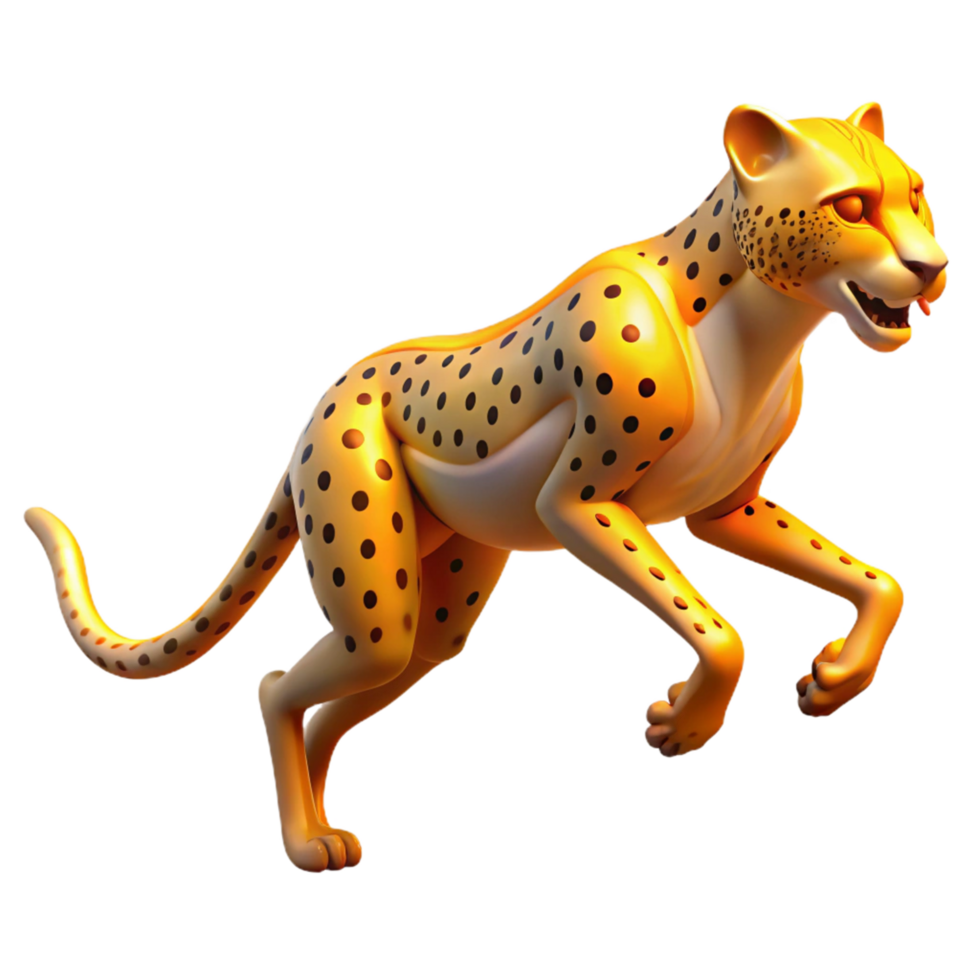 impressive creative 3D Render of a Cheetah in Motion Glowing Spots and Stripes high quality png
