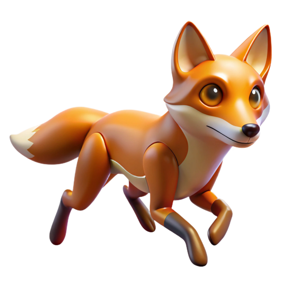 dramatic abstract Digital Render of a Running Cartoon Fox detailed png