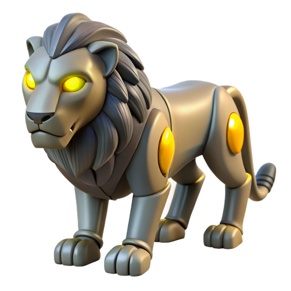 elegant traditional Robotic Lion Digital Render of a Mechanical Big Cat authentic png