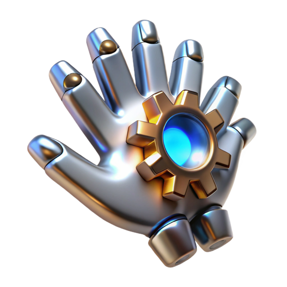 elegant minimalist Robotic Hand with Gear Mechanism Advanced Technology Concept high resolution png