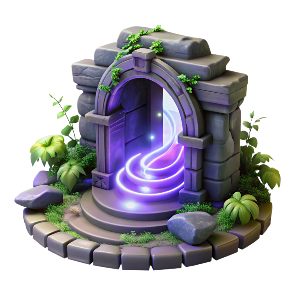 extraordinary minimalist Mystical Stone Archway with Glowing Portal high quality png