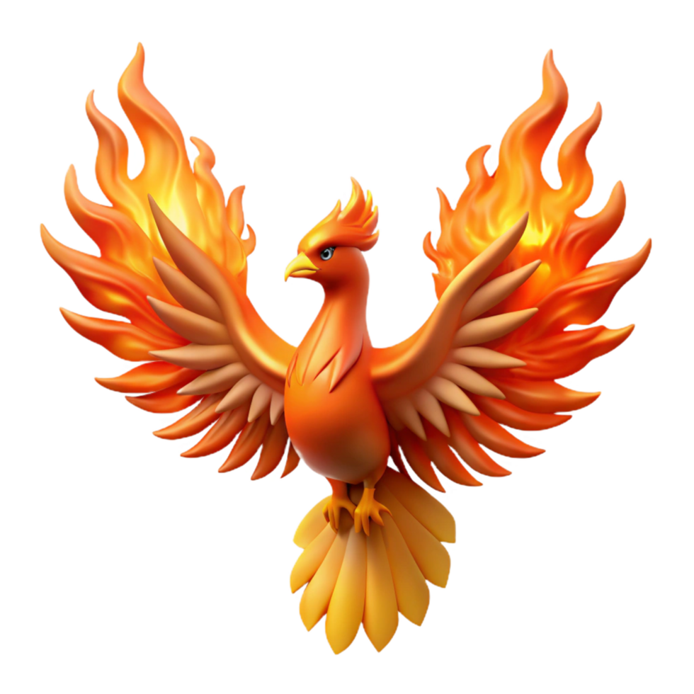 serene minimalist Majestic Firebird A Digital Render of a Mythical Creature professional png