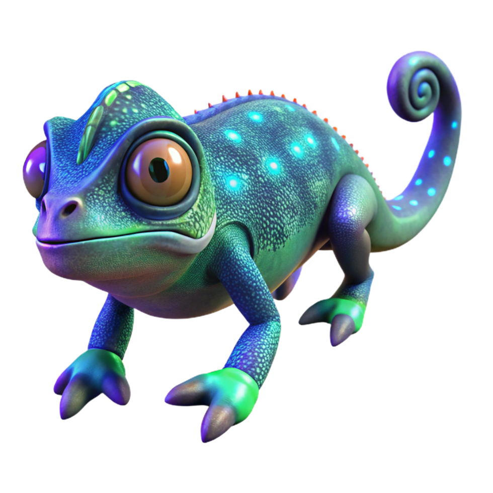 dramatic traditional Vibrant Chameleon Digital Render of a Colorful Reptile authentic png