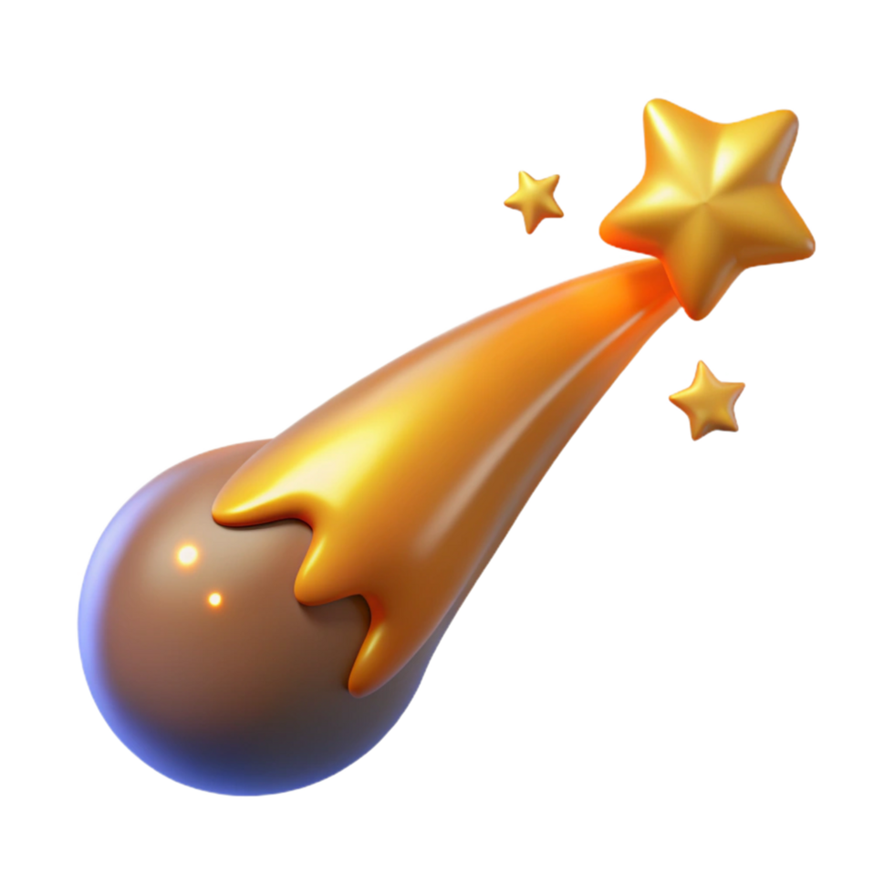 wonderful modern Golden Comet with Stars Digital Render of Celestial Event 4K png