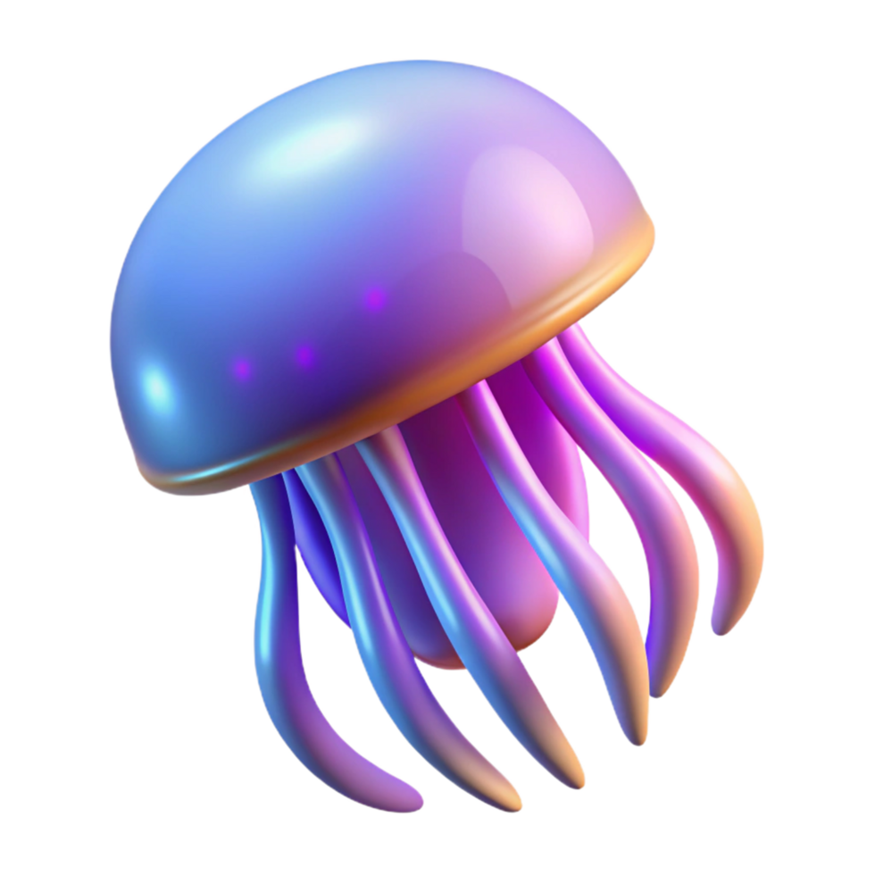 wonderful rustic Iridescent Jellyfish Digital Render of a Bio luminescent Sea Creature 4K png