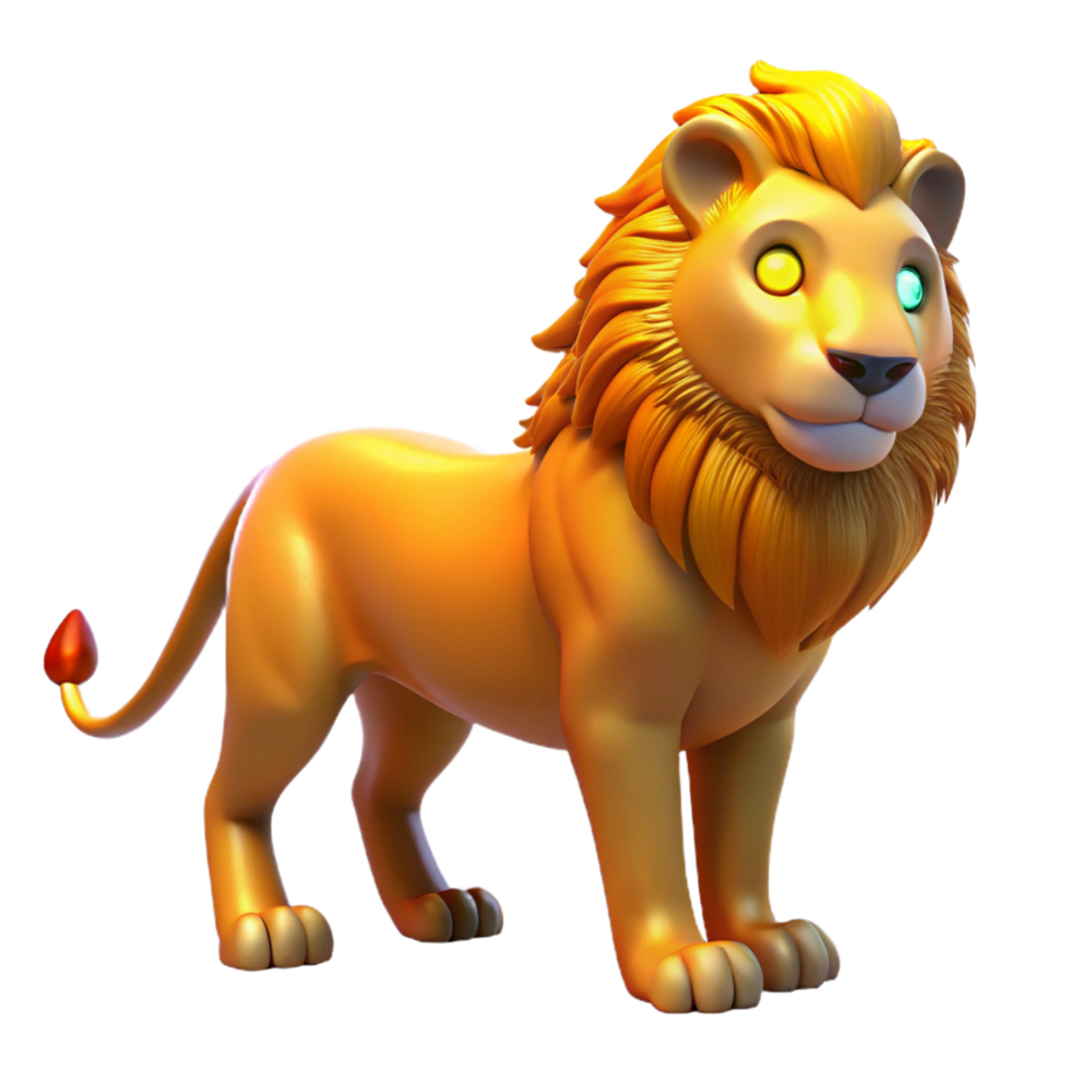 stunning classic Golden Lion Digital Render of a Majestic Creature exclusive png