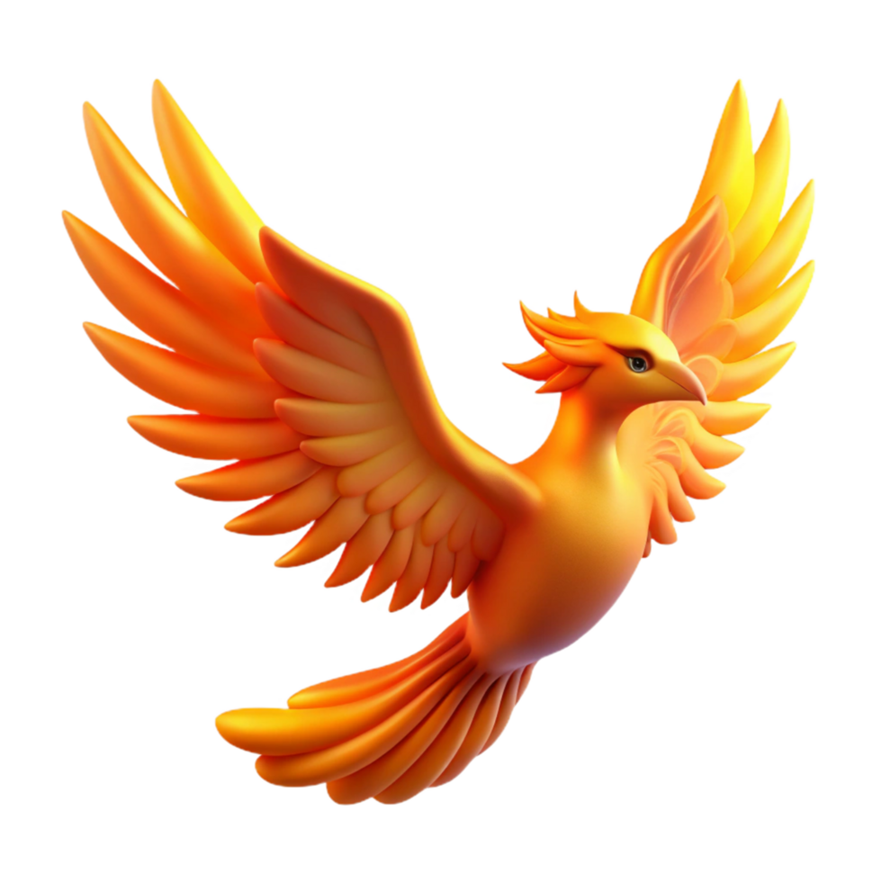 wonderful artistic Golden Phoenix A Digital Render of a Mythical Bird in Flight 4K png