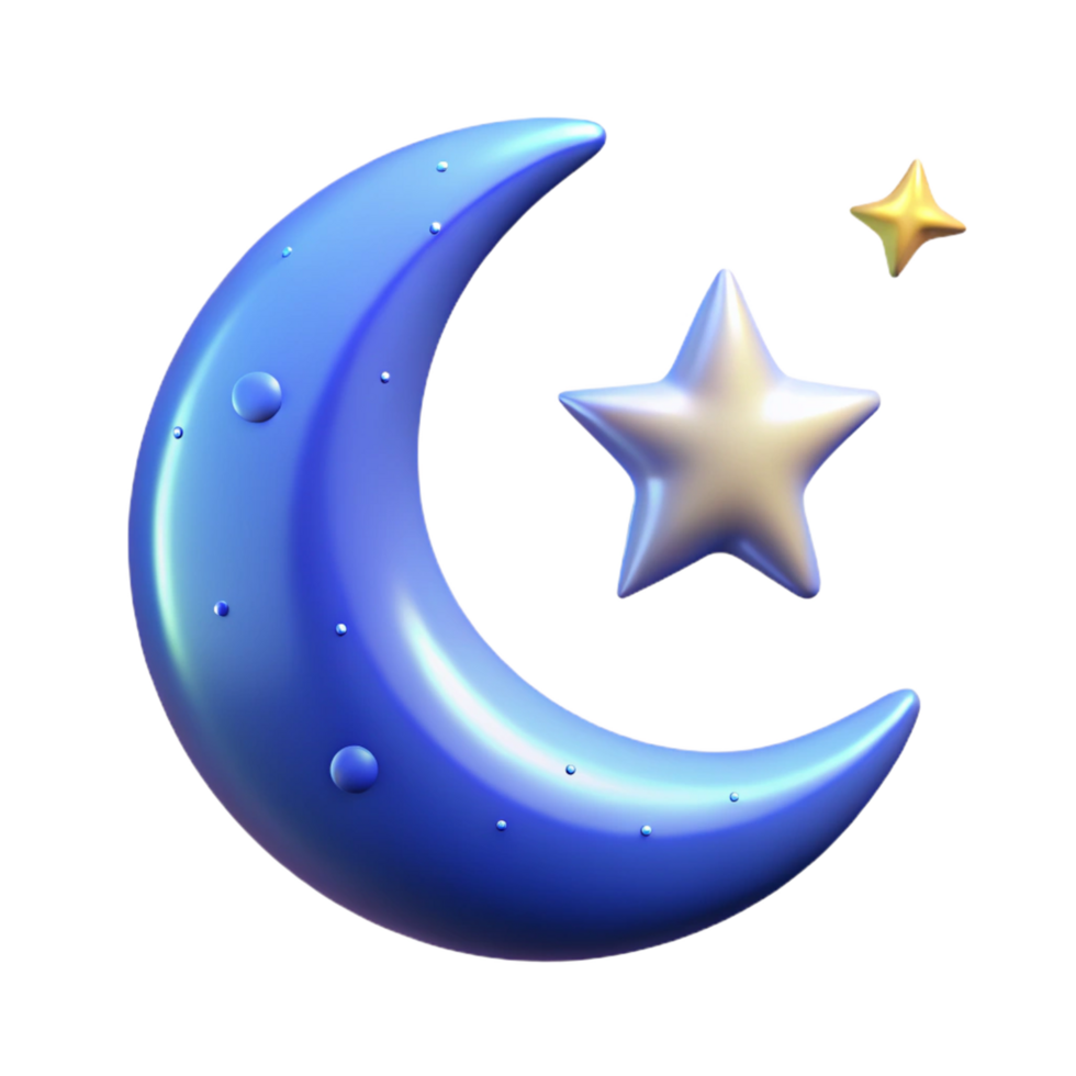 vibrant vintage Crescent Moon and Stars Digital Render of Night Sky exclusive png