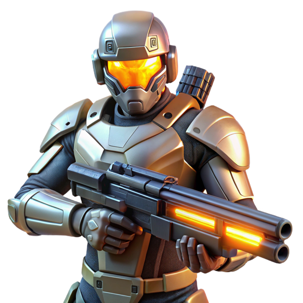 dramatic traditional Futuristic Soldier with Advanced Weaponry original png