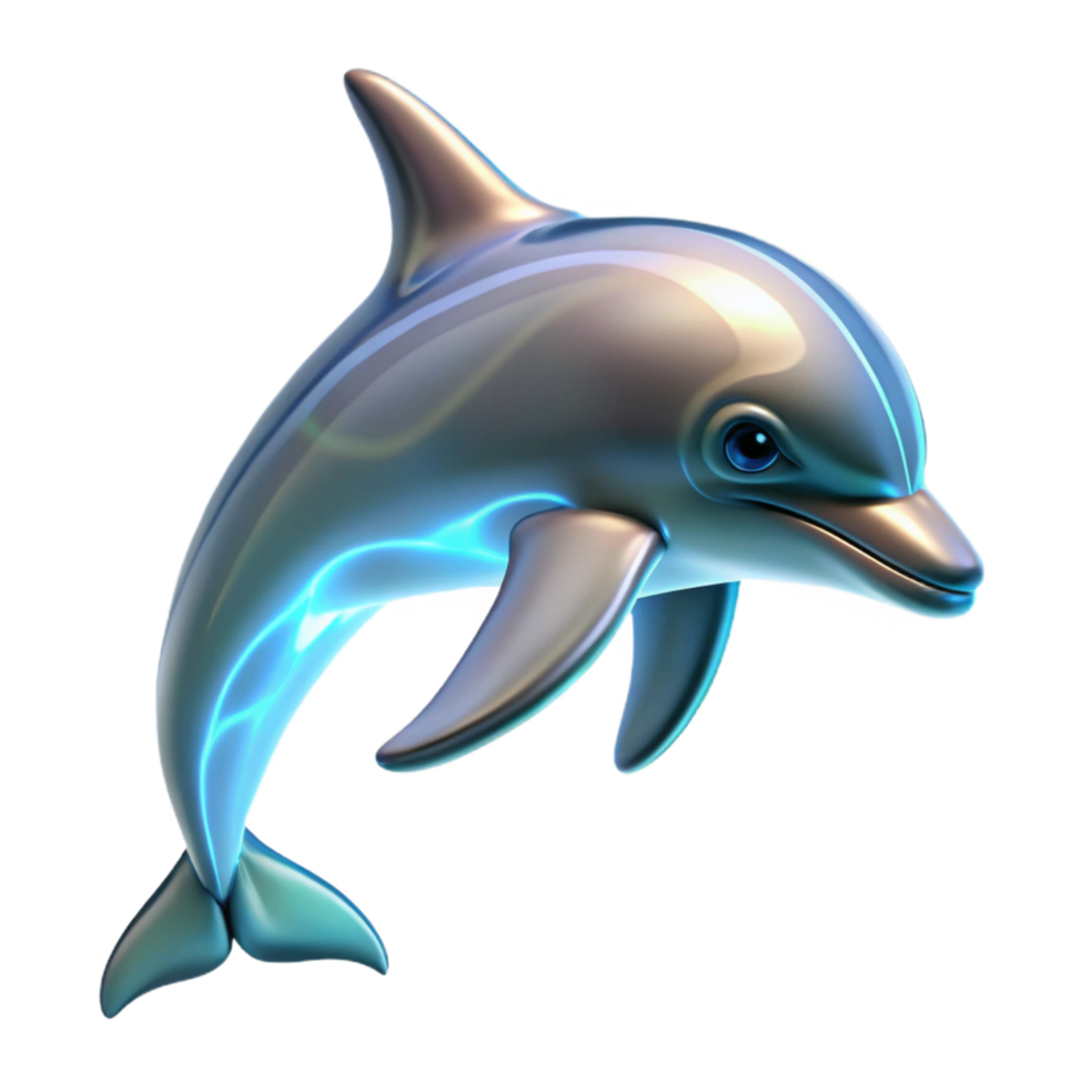 magnificent classic Glowing Dolphin Digital Render of Aquatic Mammal 4K png