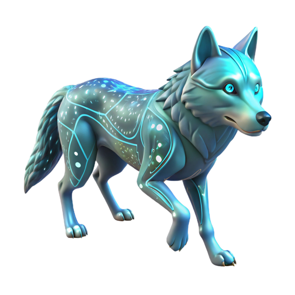 magnificent classic Cybernetic Wolf Futuristic Canine with Glowing Circuits high resolution png