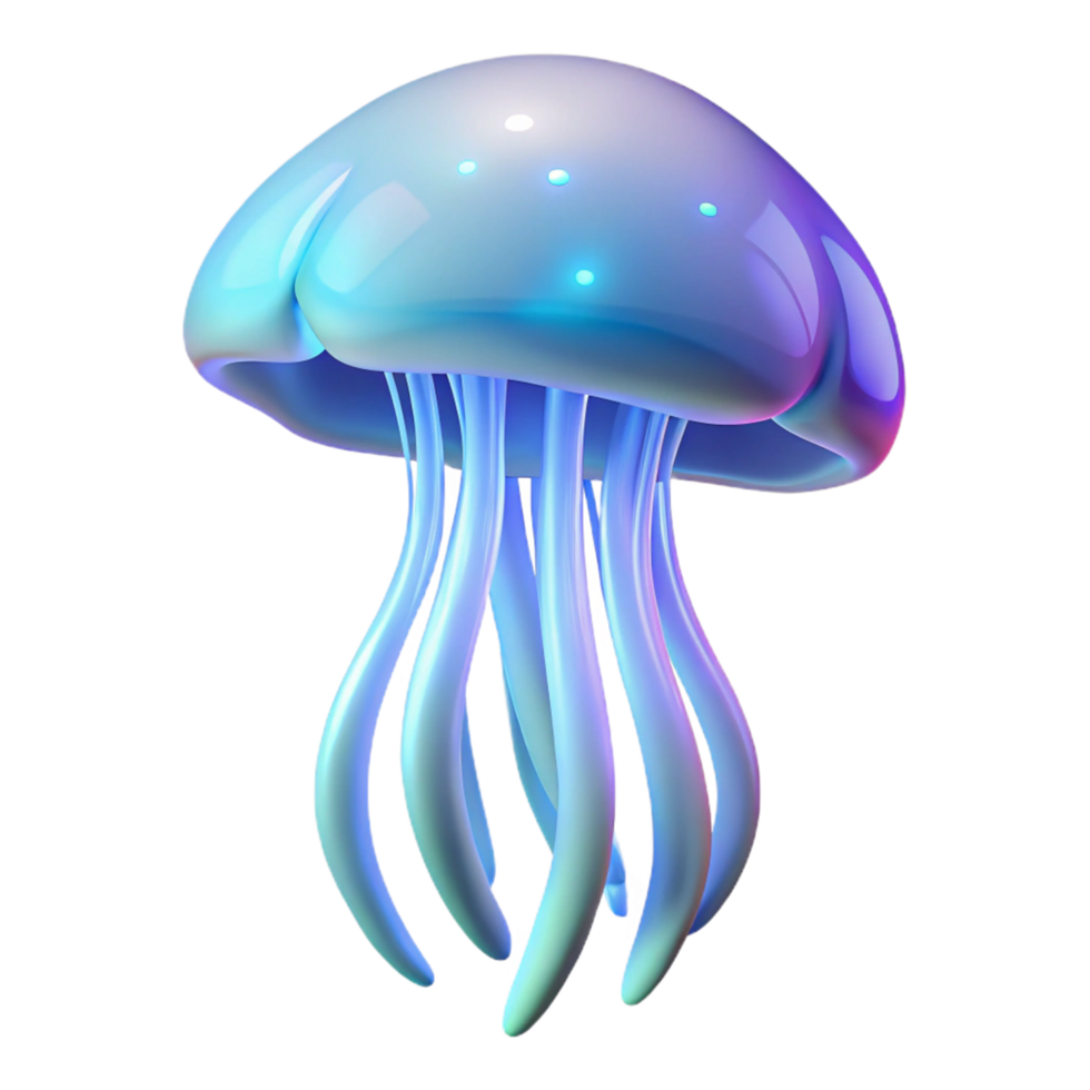 extraordinary creative Glowing Jellyfish Digital Render of Bioluminescent Deep Sea Creature professional png