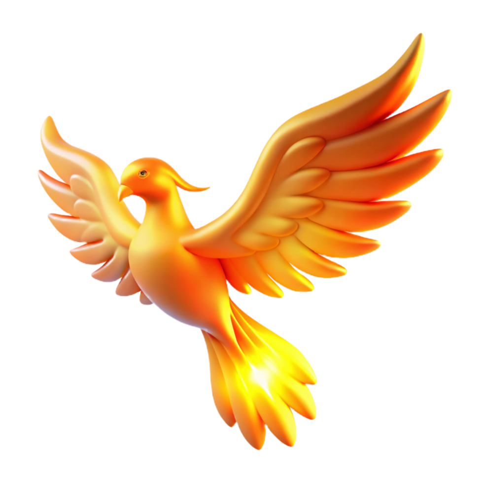 dramatic traditional Golden Bird in Flight A Digital Render of a Mythical Creature high resolution png
