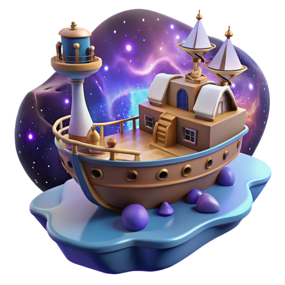 vibrant classic Cosmic Vessel A Digital Render of a Fantasy Ship in Space premium png