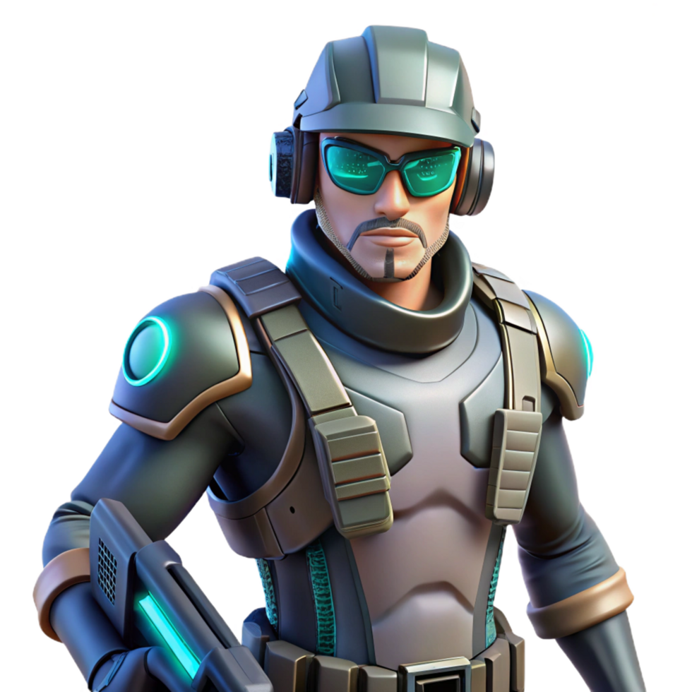 impressive rustic Futuristic Soldier Advanced Combat Gear and Weaponry genuine png