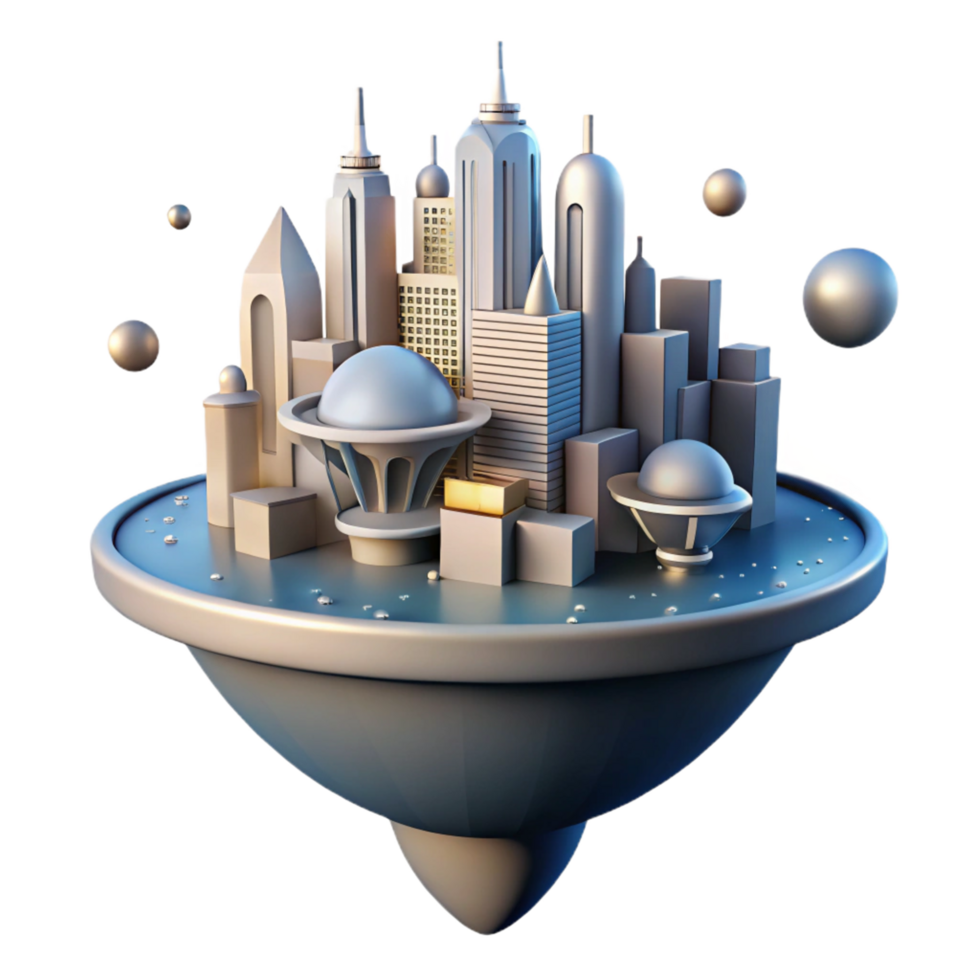 extraordinary modern Futuristic Cityscape on a Floating Island A Digital Render high resolution png