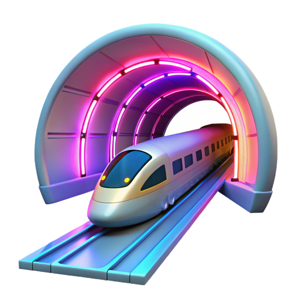 magnificent minimalist High Speed Rail Entering Illuminated Tunnel Futuristic Transportation genuine png