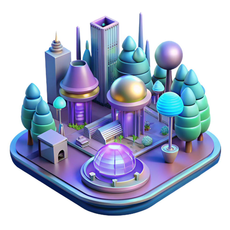 serene abstract Futuristic Cityscape A Digital Render of a Modern Urban Environment original png