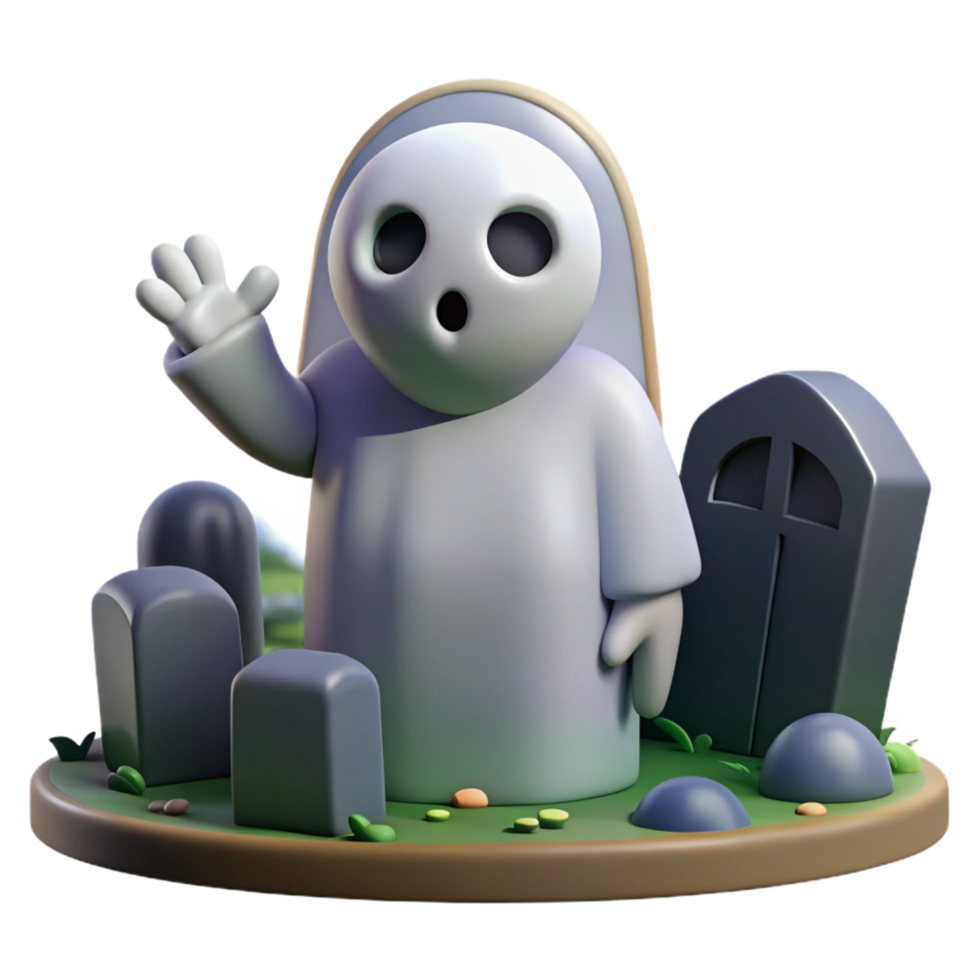 stunning vintage Digital Render of a Friendly Ghost in a Graveyard exclusive png