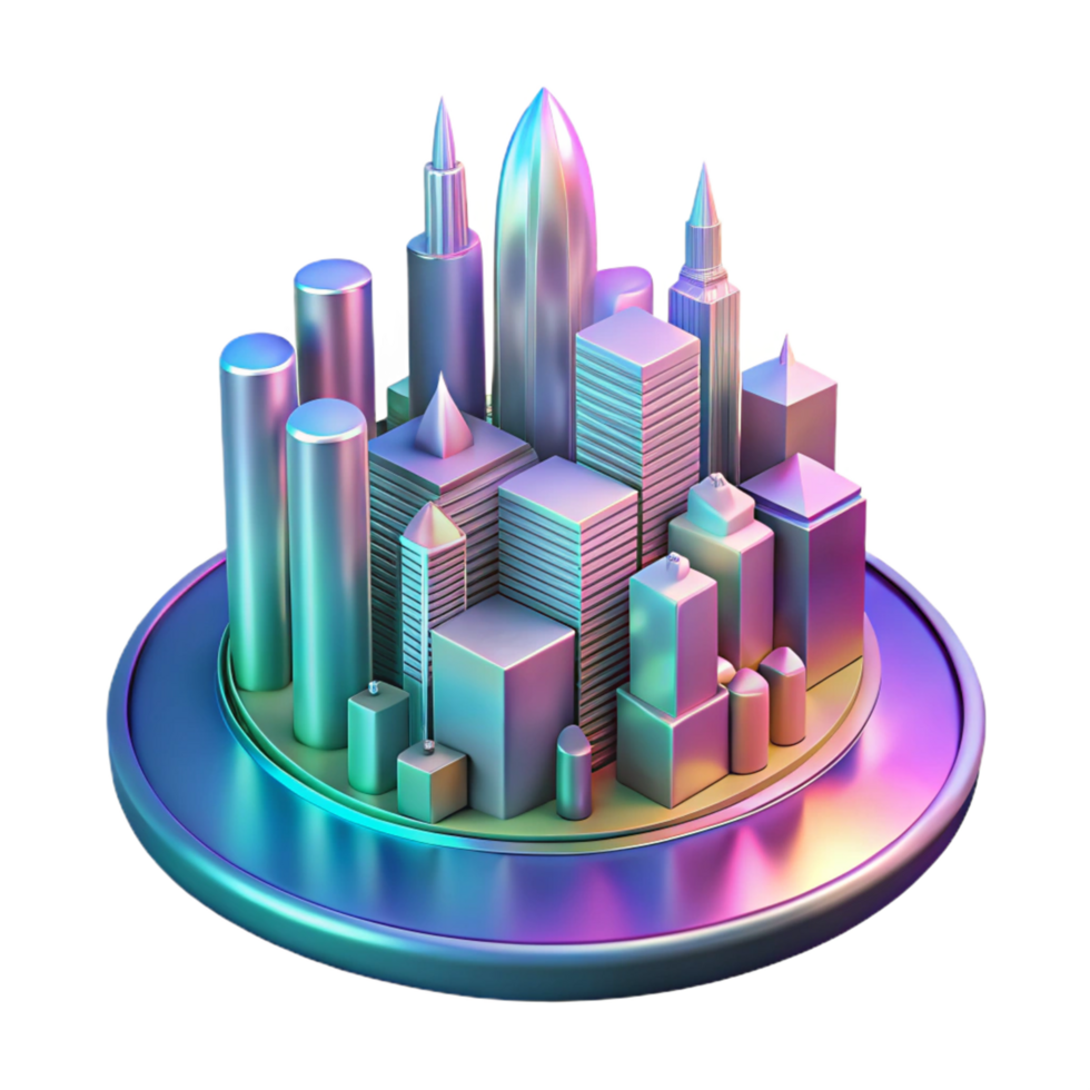 extraordinary modern Iridescent Cityscape A Digital Model of Urban Architecture authentic png