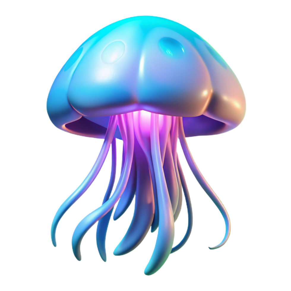 stunning creative Luminous Jellyfish Digital Render of a Bio luminescent Aquatic Creature high quality png