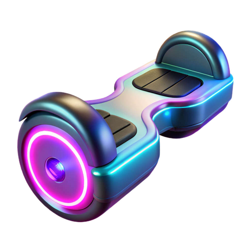 dramatic creative Futuristic Self Balancing Scooter with LED Lights high resolution png