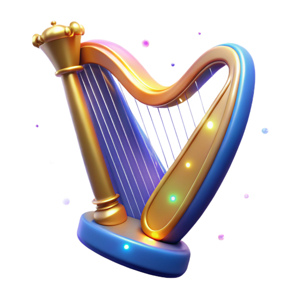 extraordinary classic Luminous Harp A Digital Render of a Sparkling Stringed Instrument high resolution png