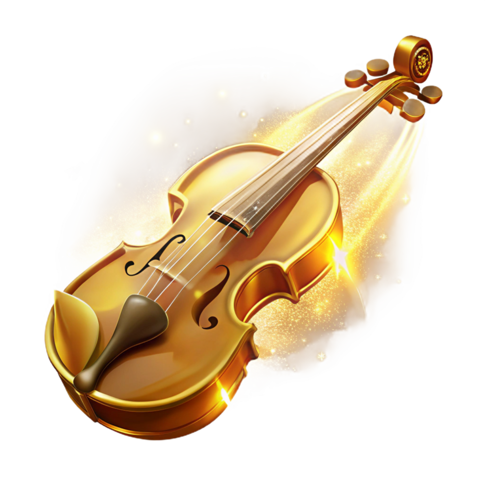 wonderful traditional Golden Violin A Symphony of Light and Music detailed png