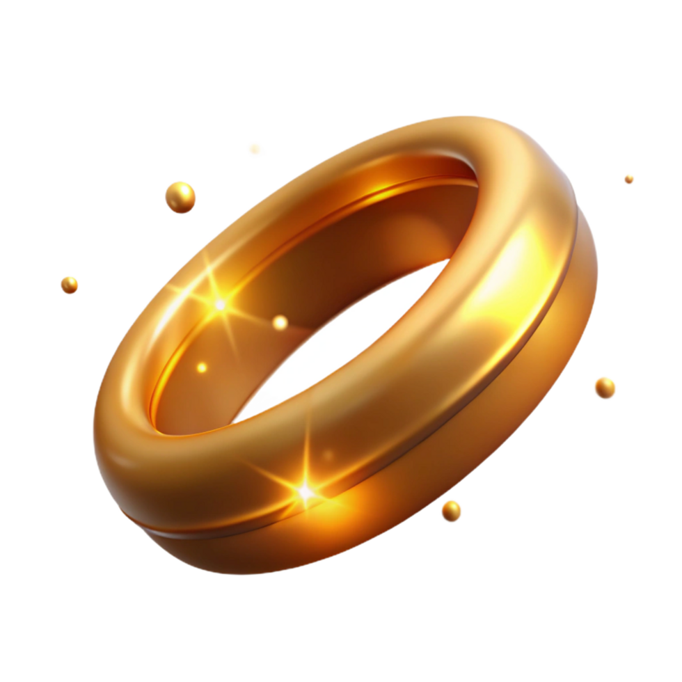 stunning artistic Golden Ring with Glowing Particles Digital Render genuine png