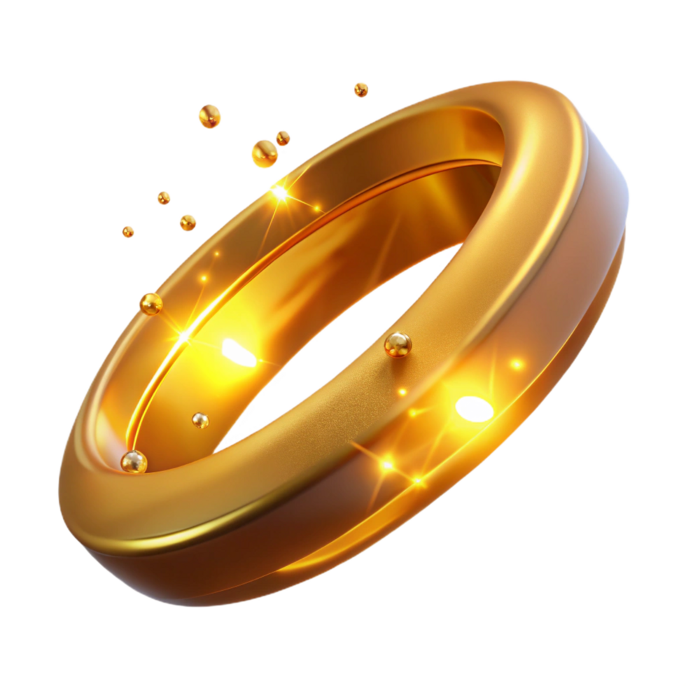 extraordinary traditional Golden Ring with Glowing Particles Digital Render high resolution png