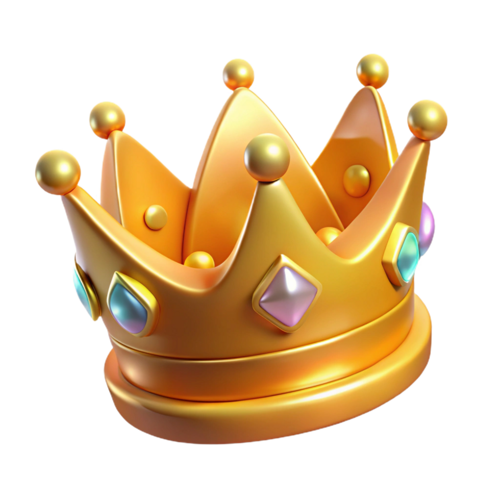 dramatic abstract Golden Crown with Jewels Digital Render of Regal Headwear high resolution png