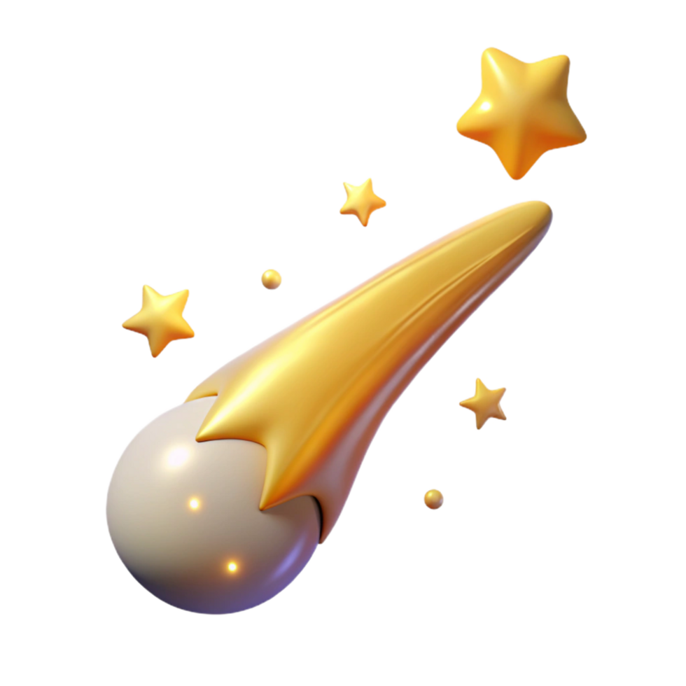 magnificent vintage Golden Comet with Stars Digital Render of Celestial Event authentic png
