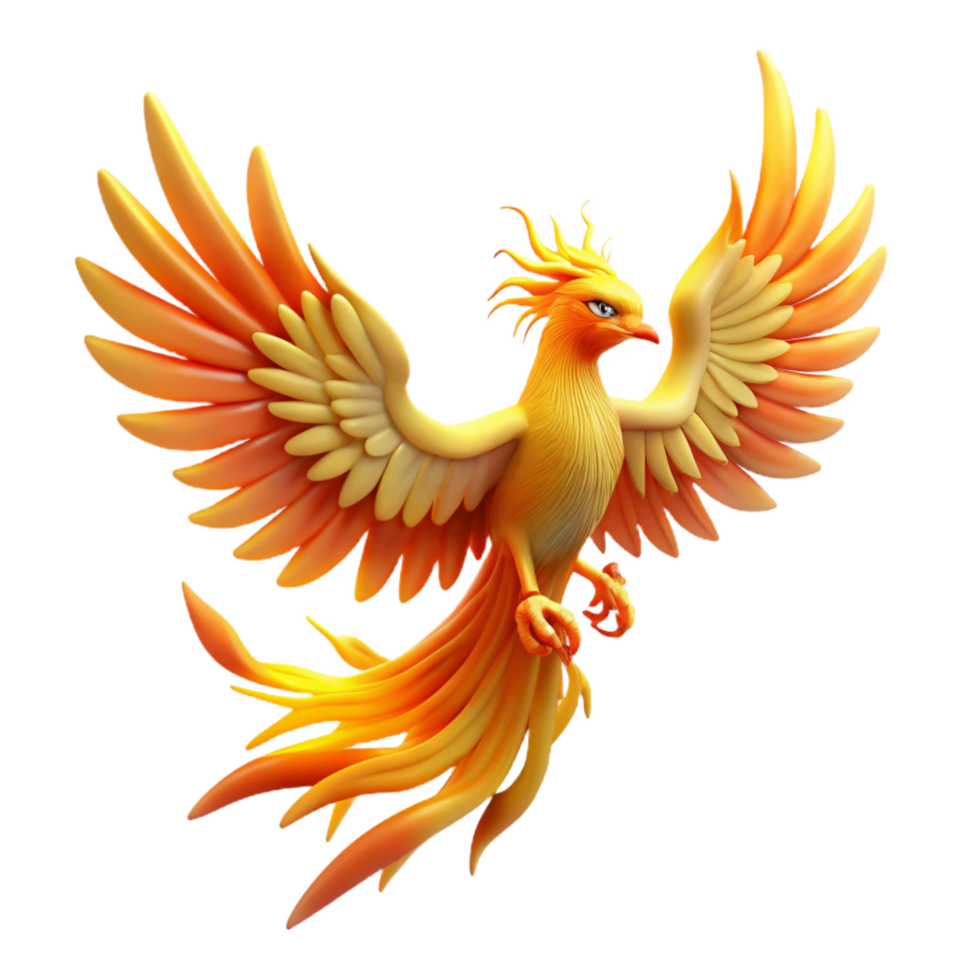 vibrant traditional Majestic Firebird A Digital Render of a Mythical Creature authentic png