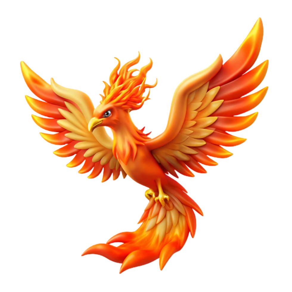 magnificent minimalist Fiery Phoenix Mythical Bird in Flight professional png