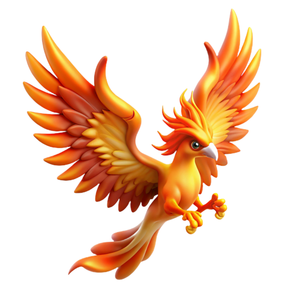 stunning classic Fiery Avian Flight A Digital Render of a Mythical Firebird detailed png