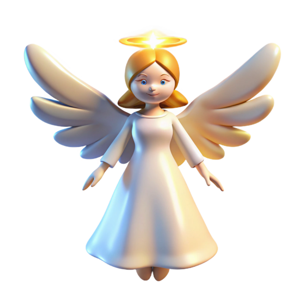 magnificent traditional Digital Render of a Cute Angel with Halo and Wings premium png