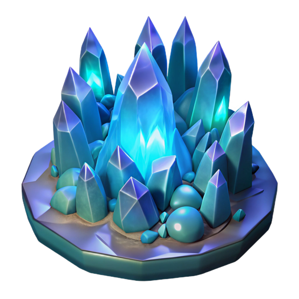 wonderful creative Luminous Crystal Cluster A Digital Render of Glowing Gems detailed png