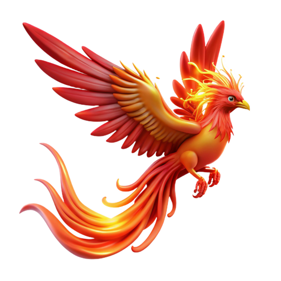 beautiful minimalist Fiery Avian Flight A Digital Render of a Mythical Firebird premium png