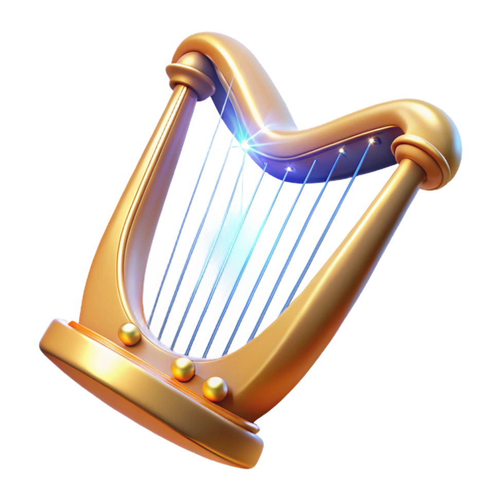 elegant classic Golden Harp A Digital Render of a Sparkling Stringed Instrument high resolution png
