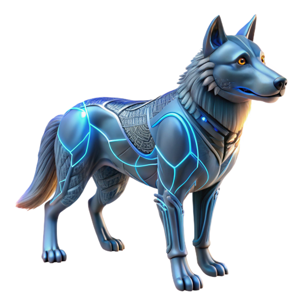 impressive traditional Cybernetic Wolf Futuristic Canine with Advanced Technology premium png